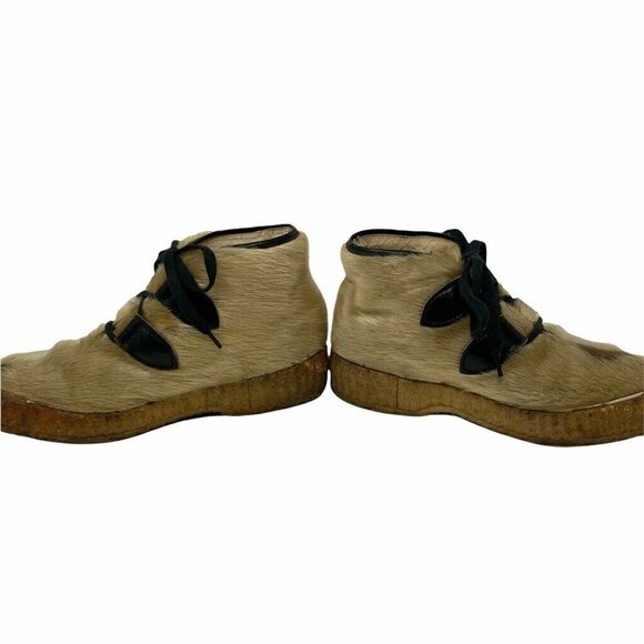 Petite Little Eskimo Womens Booties Beige Fur Hair Lace Up Shearling Vintage 7 - Picture 5 of 8